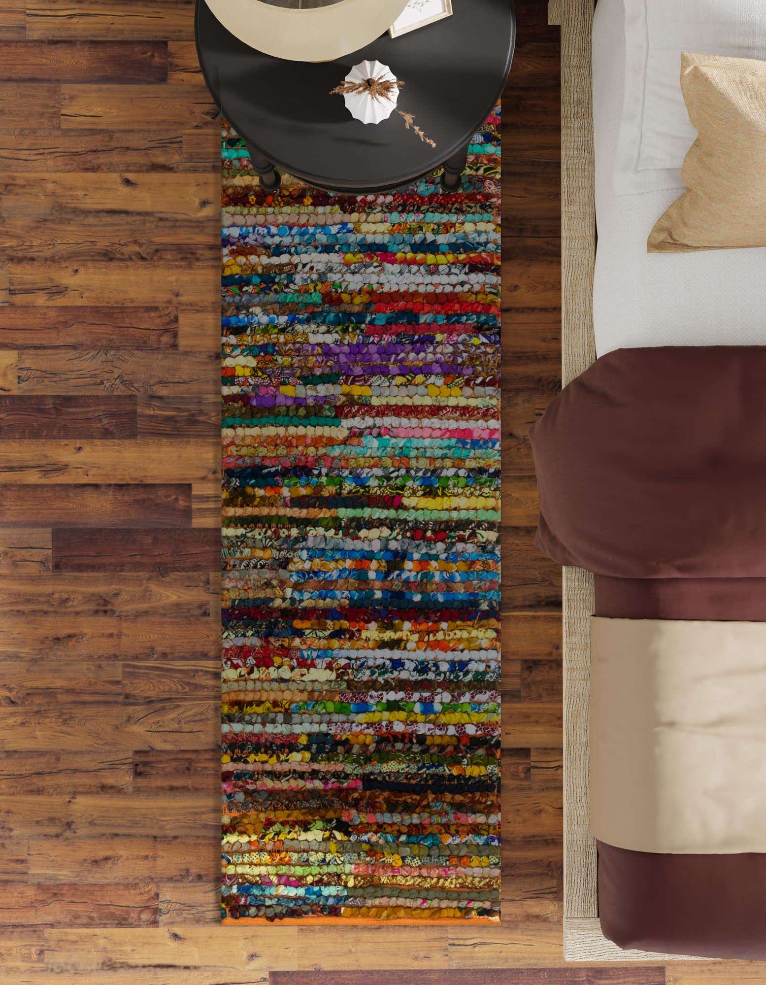 2' 8 x 9' Handmade Braided Chindi Runner Rug
