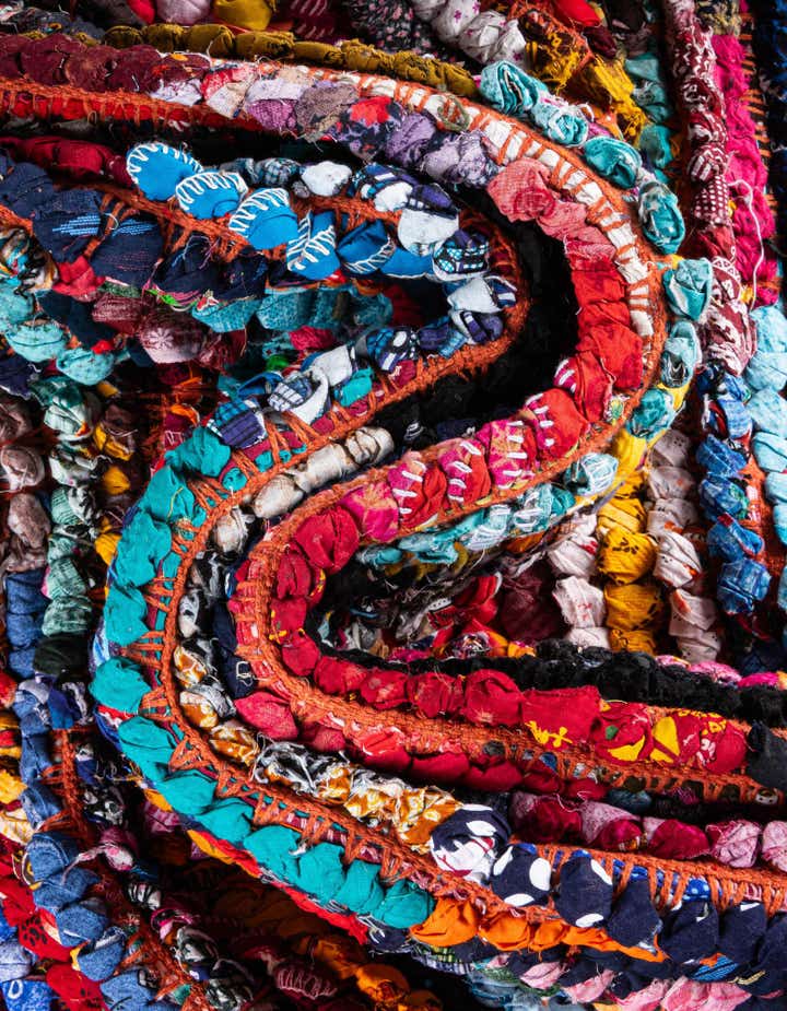 2' 8 x 9' Handmade Braided Chindi Runner Rug