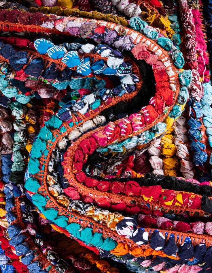 Detail image of 2' 8 x 9' Handmade Braided Chindi Runner Rug