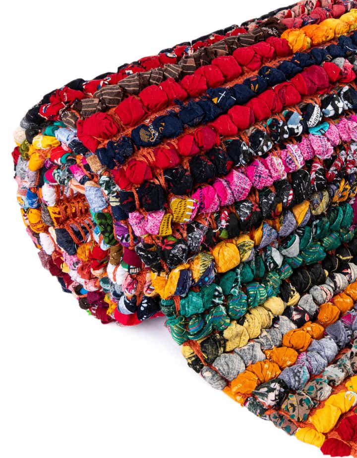 2' 8 x 9' Handmade Braided Chindi Runner Rug