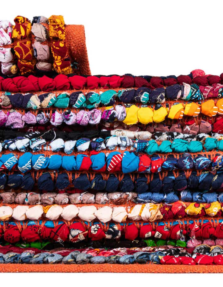 2' 8 x 9' Handmade Braided Chindi Runner Rug