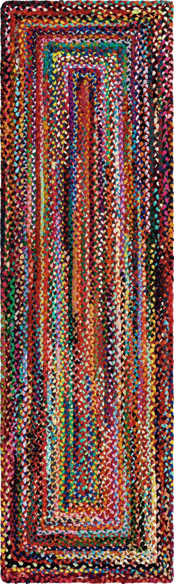 Primary image 2' 7 x 8'  Hand Braided Chindi Runner Rug