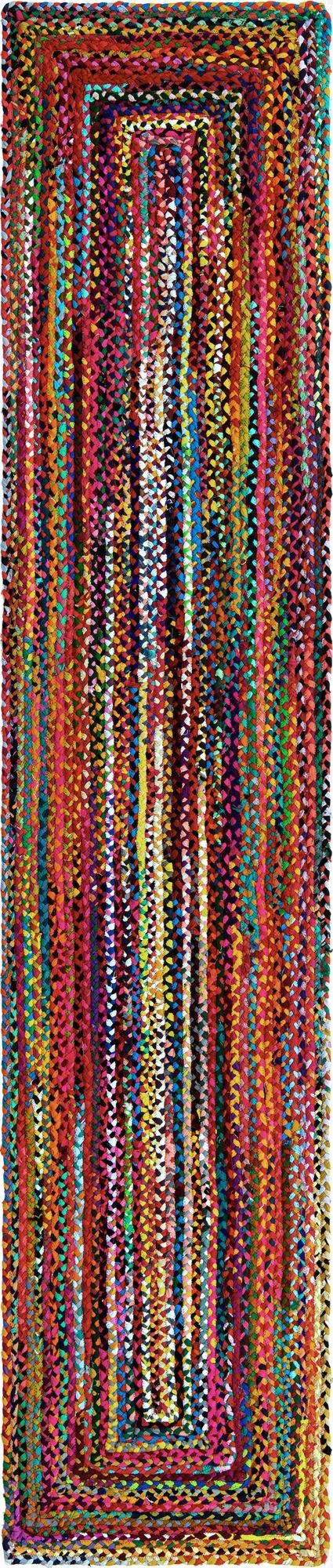 Primary image 2' 7 x 13' 1  Hand Braided Chindi Runner Rug
