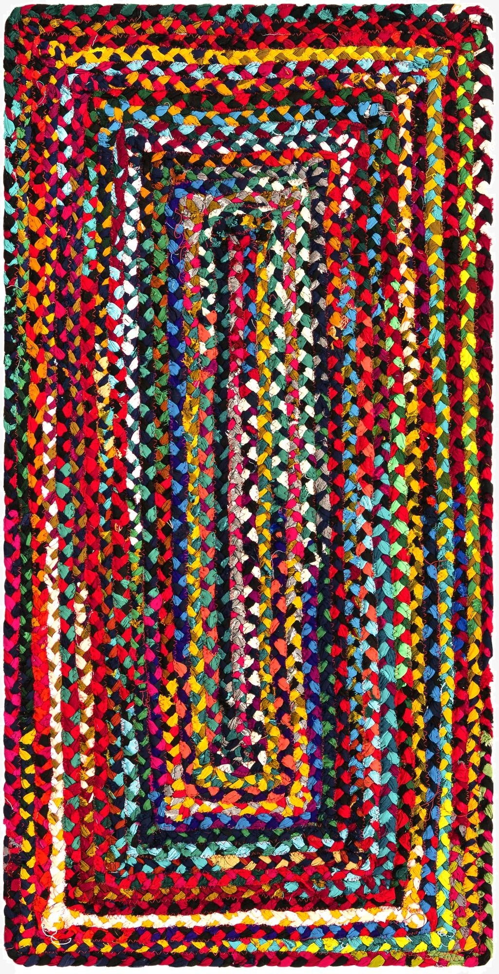 2' x 4' 1  Hand Braided Chindi Runner Rug