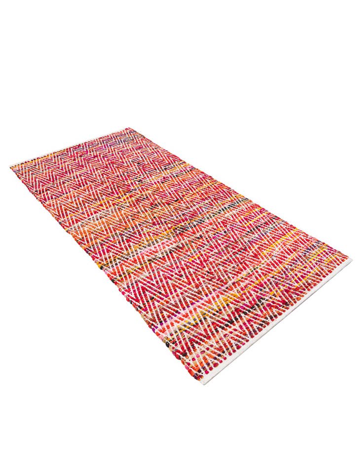 Detail image of 3' 5 x 6' 11  Hand Woven Chindi Chevron Runner Rug