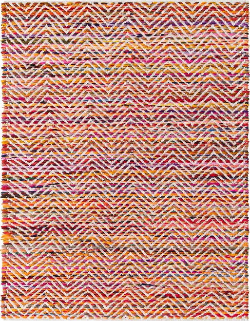 Detail image of 2' 7 x 10' Hand Woven Chindi Chevron Runner Rug