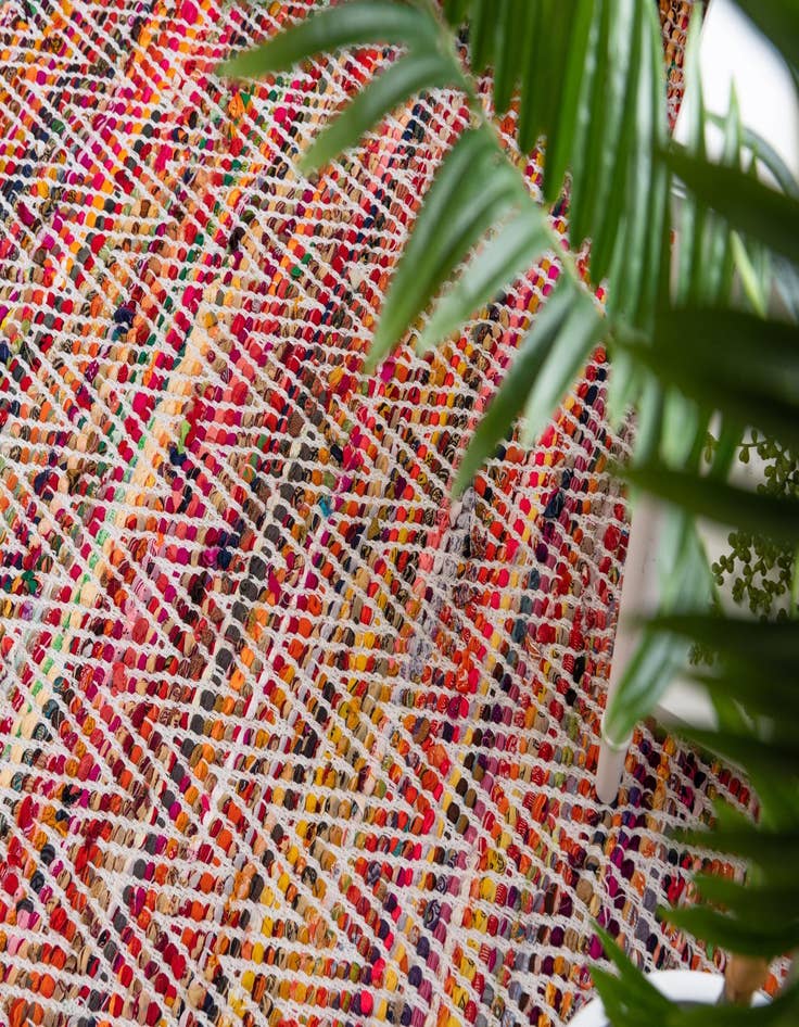 Detail image of 2' 7 x 10'  Hand Woven Chindi Chevron Runner Rug