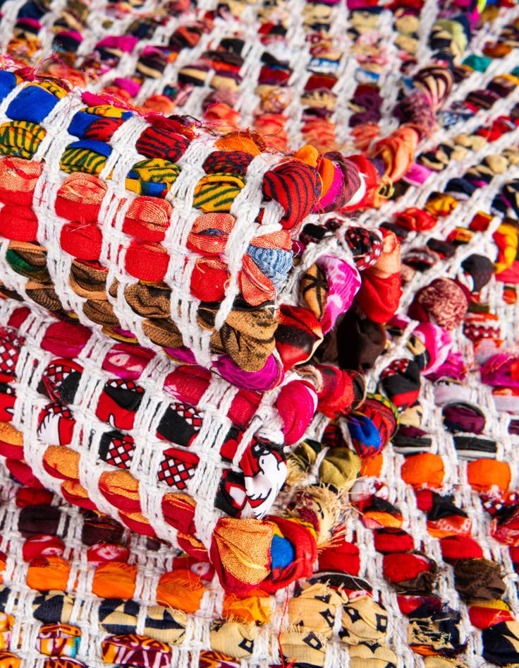 Detail image of 2' 7 x 10'  Hand Woven Chindi Chevron Runner Rug