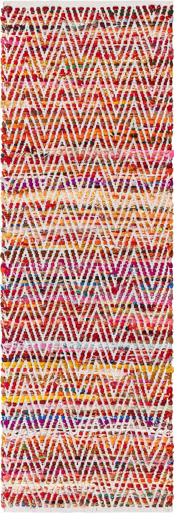 2' 2 x 6' 1  Hand Woven Chindi Chevron Runner Rug