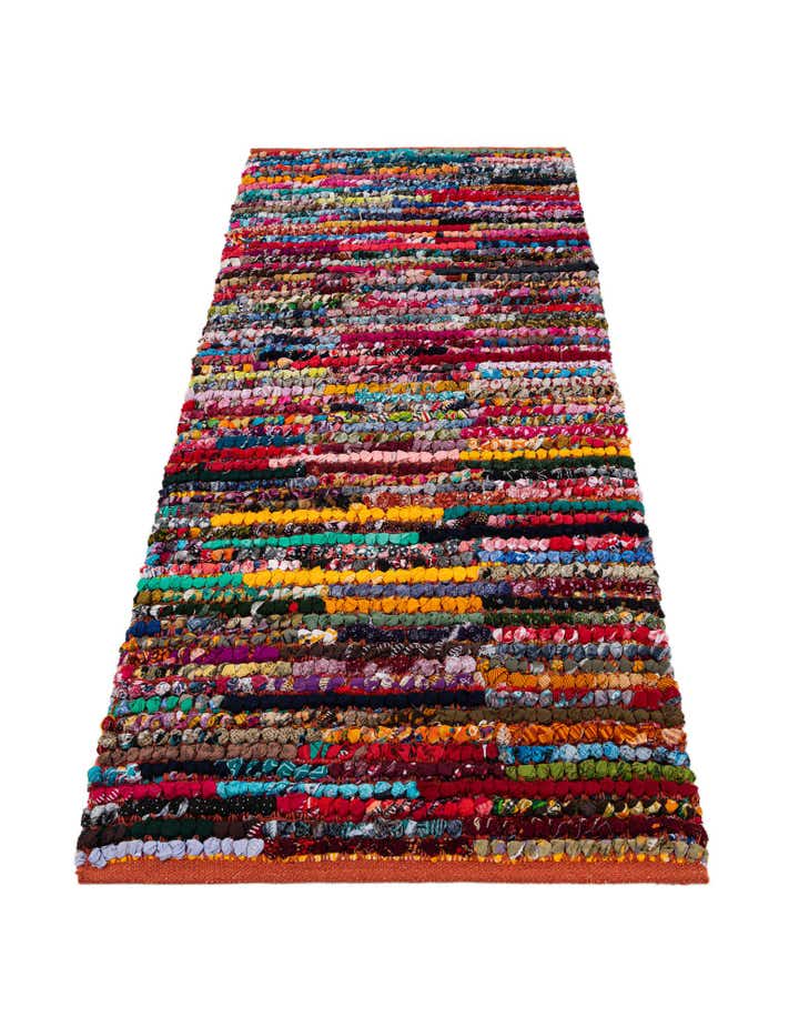 2' 8 x 5' 10 Hand Braided Chindi Cotton Runner Rug