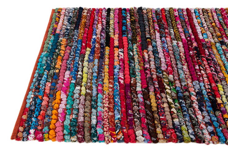 Detail image of 2' 8 x 5' 10 Hand Braided Chindi Cotton Runner Rug