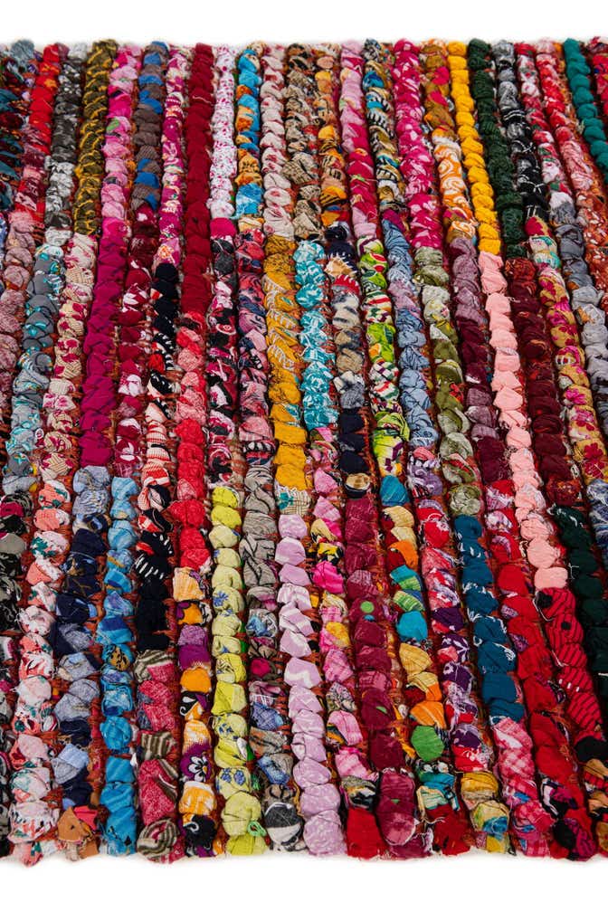 2' 8 x 5' 10 Hand Braided Chindi Cotton Runner Rug