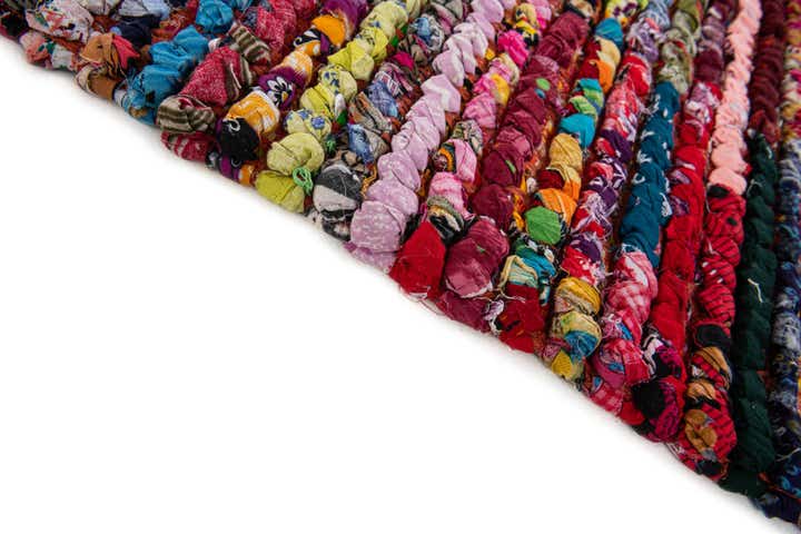 2' 8 x 5' 10 Hand Braided Chindi Cotton Runner Rug