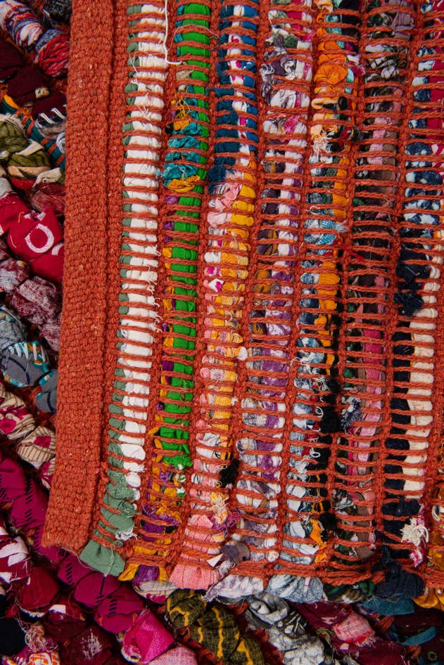 Detail image of 2' 8 x 5' 10 Hand Braided Chindi Cotton Runner Rug