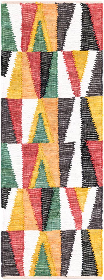 Detail image of 2' x 6' 1 Hand Braided Chindi Cotton Runner Rug