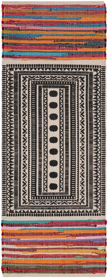 Detail image of 2' x 5' 1 Hand Braided Chindi Cotton Runner Rug