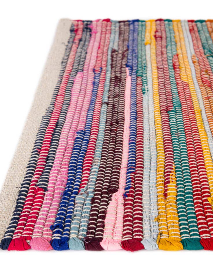 Detail image of 2' x 8'  Hand Braided Chindi Cotton Runner Rug