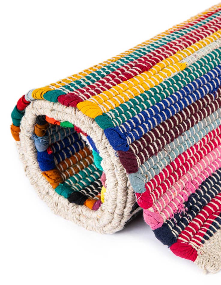 Detail image of 2' x 8'  Hand Braided Chindi Cotton Runner Rug