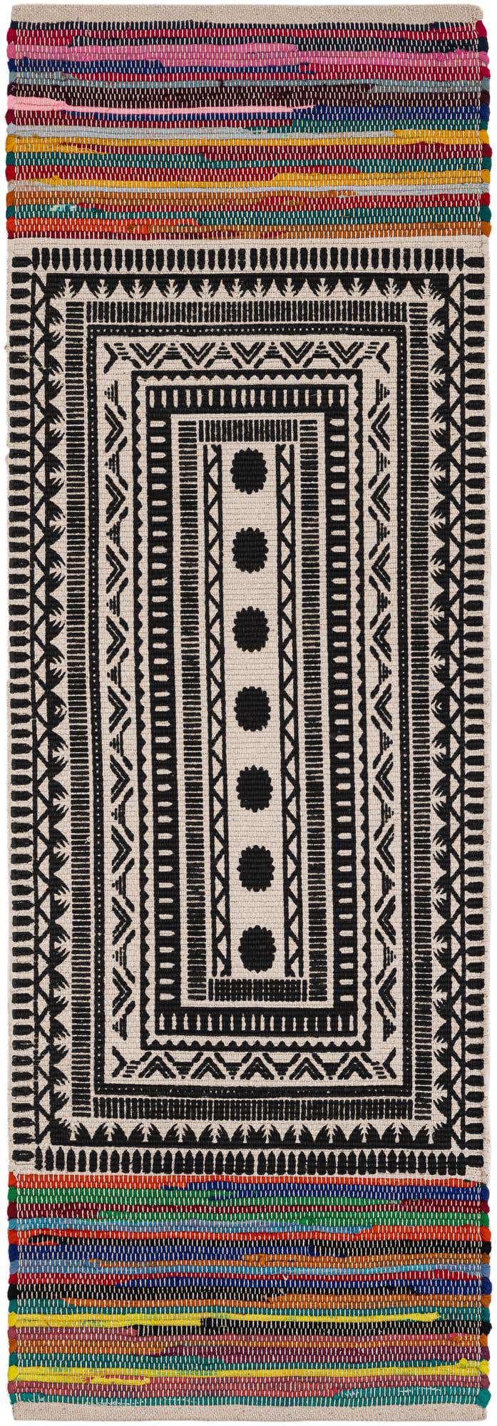 2' x 6' 1 Hand Braided Chindi Cotton Runner Rug