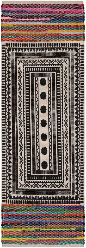 Detail image of 2' x 6' 1 Hand Braided Chindi Cotton Runner Rug