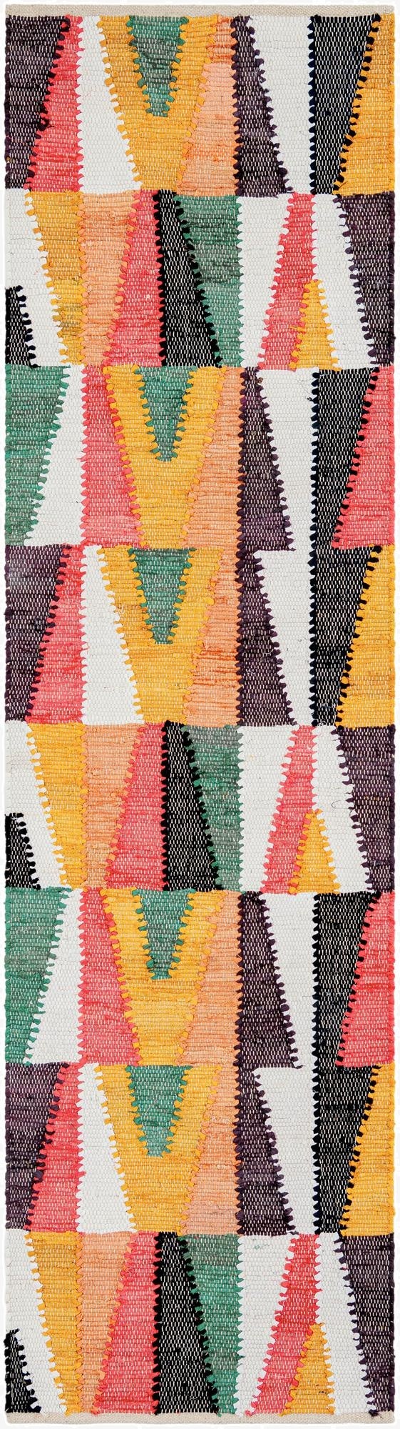 Primary image 2' x 8'  Hand Braided Chindi Cotton Runner Rug