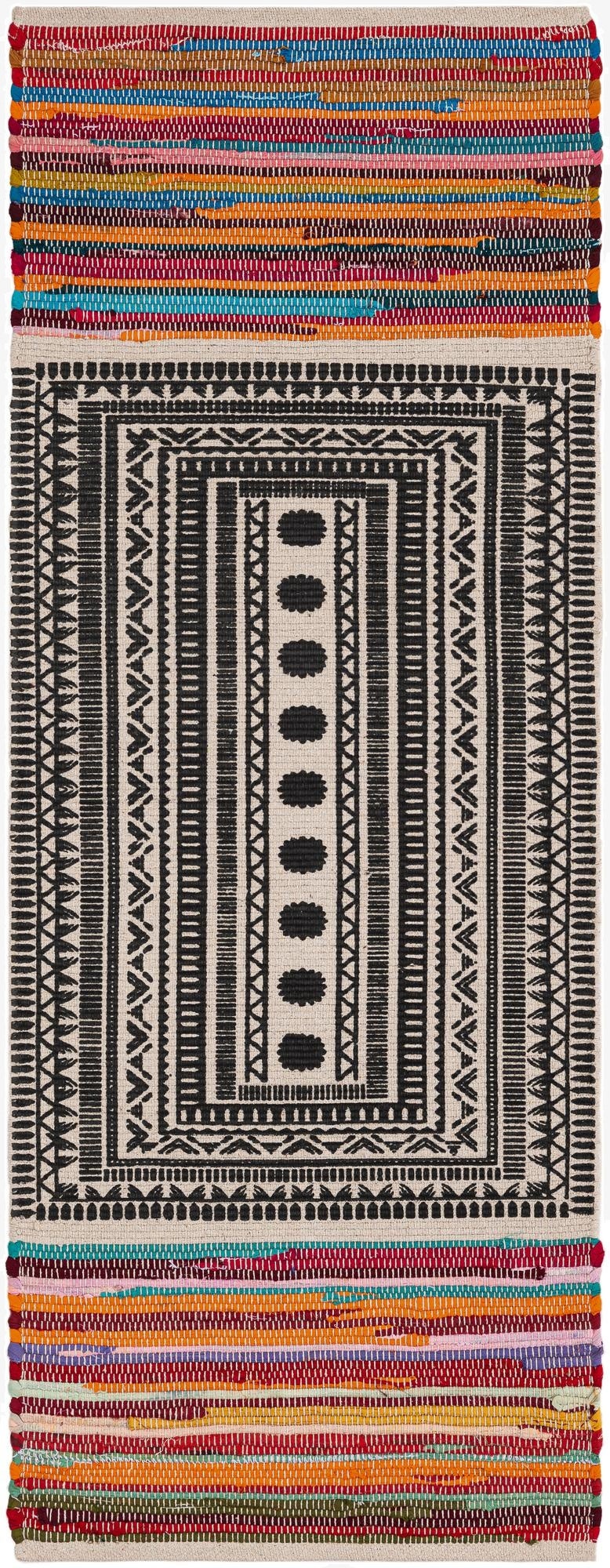 2' x 5' 1  Hand Braided Chindi Cotton Runner Rug