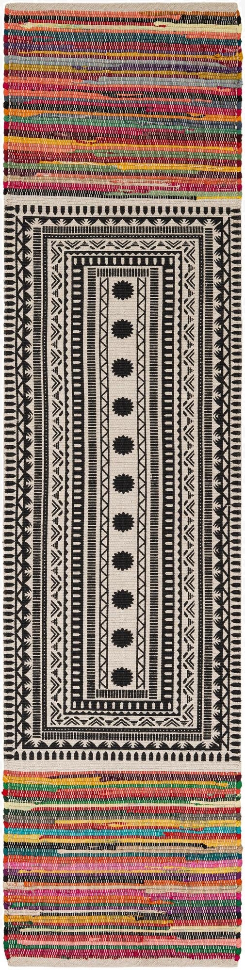 2' x 8'  Hand Braided Chindi Cotton Runner Rug