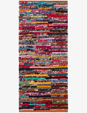 2' 8 x 5' 10 Hand Braided Chindi Cotton Runner Rug