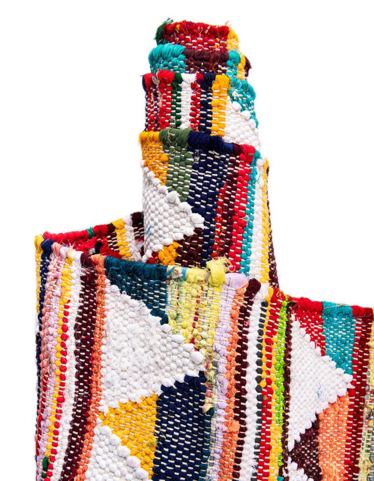 Detail image of 2' 2 x 6' 1  Hand Woven Chindi Trellis Runner Rug