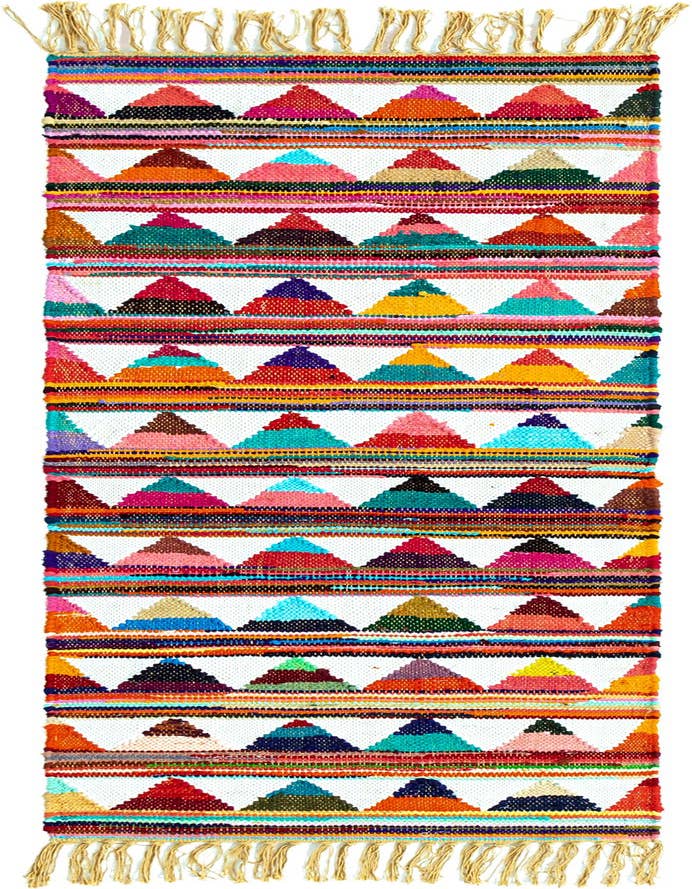 Detail image of 2' 2 x 6' 1 Hand Woven Chindi Trellis Runner Rug