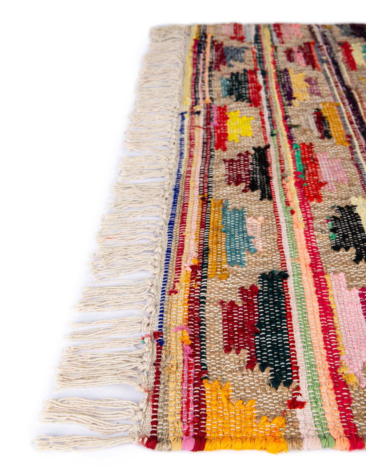 Detail image of 65cm x 185cm  Hand Woven Chindi Trellis Runner Rug