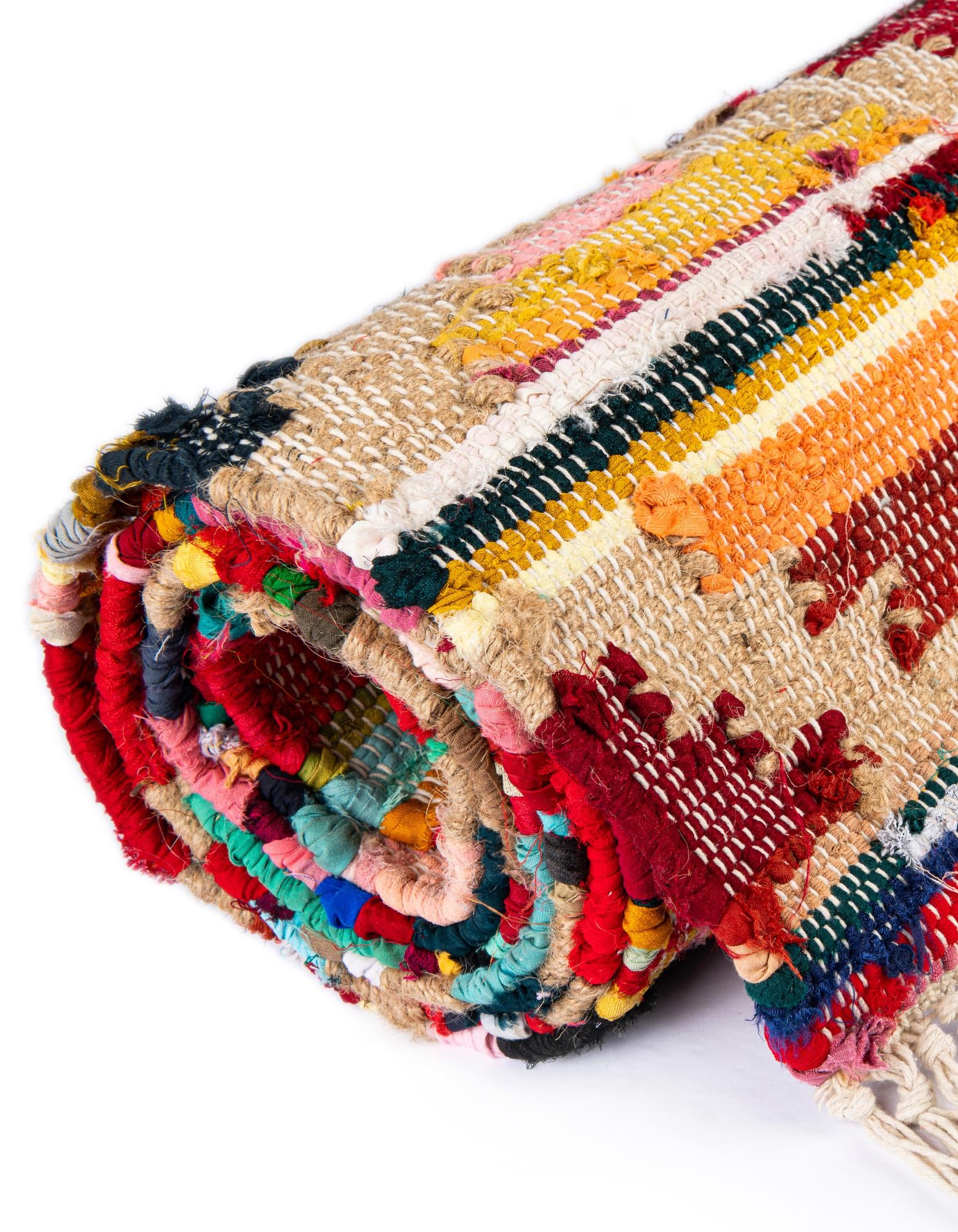 2' 2 x 6' 1 Hand Woven Chindi Trellis Runner Rug