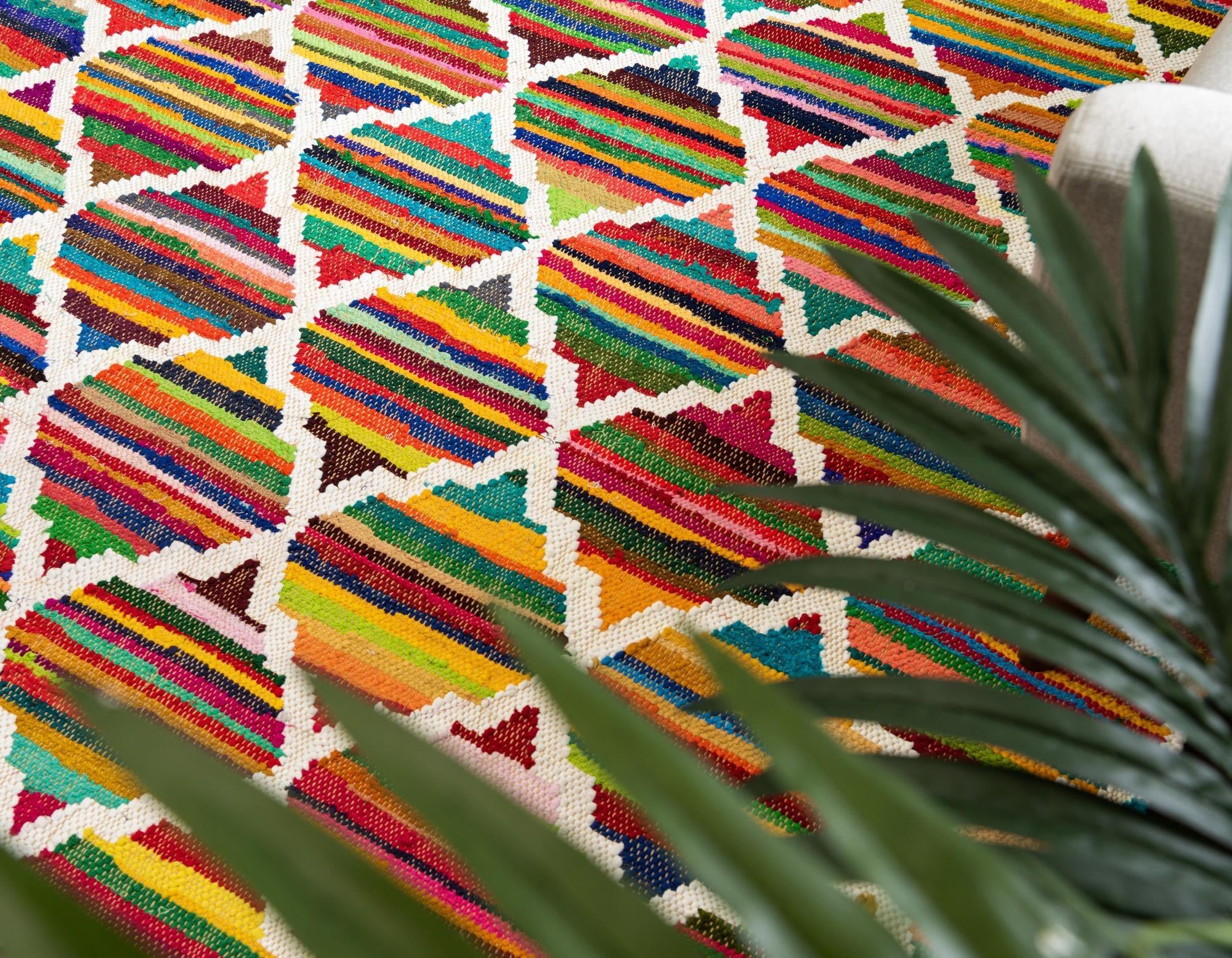2' 2 x 6' 1 Hand Woven Chindi Trellis Runner Rug