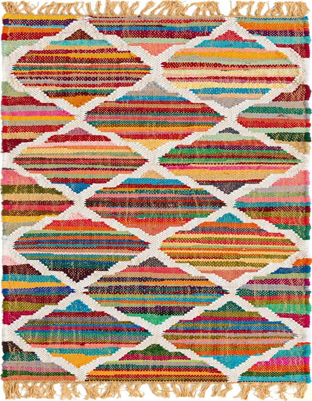 Detail image of 2' 2 x 6' 1 Hand Woven Chindi Trellis Runner Rug