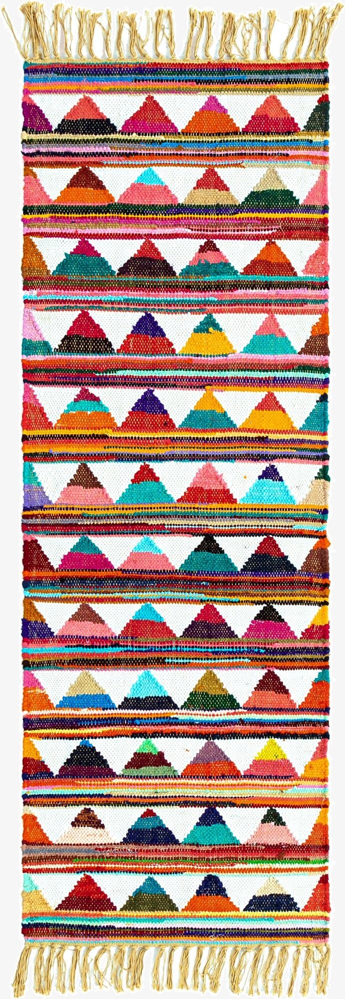 65cm x 185cm  Hand Woven Chindi Trellis Runner Rug