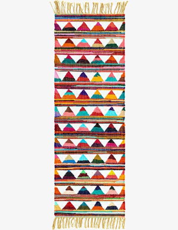 Hand Woven Chindi Trellis Runner Rug