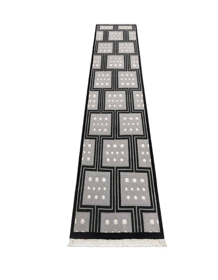 Detail image of 2' 7 x 10' Hand Knotted Darya Wool Runner Rug