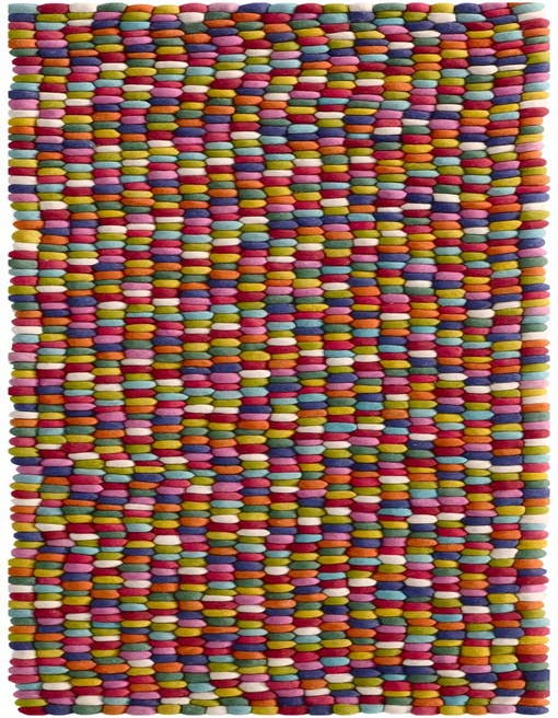 Detail image of 2' 7 x 9' 10 Felt Ball Wool Runner Rug