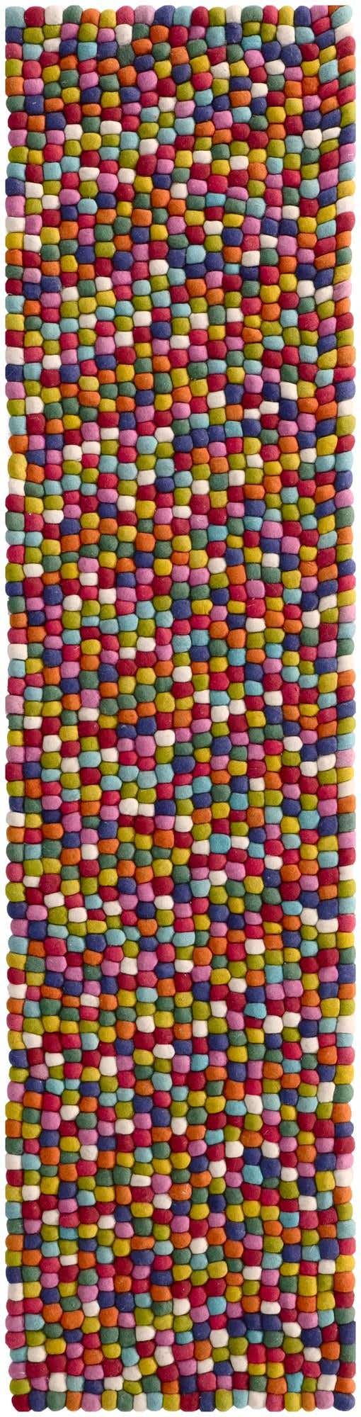 2' 7 x 9' 10 Felt Ball Wool Runner Rug