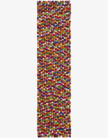 2' 7 x 9' 10 Felt Ball Wool Runner Rug