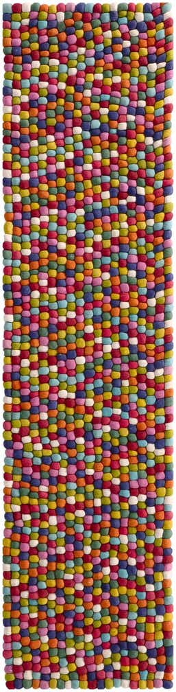 2' 7 x 9' 10 Felt Ball Wool Runner Rug