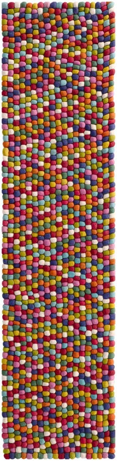 Detail image of 2' 7 x 9' 10 Felt Ball Wool Runner Rug