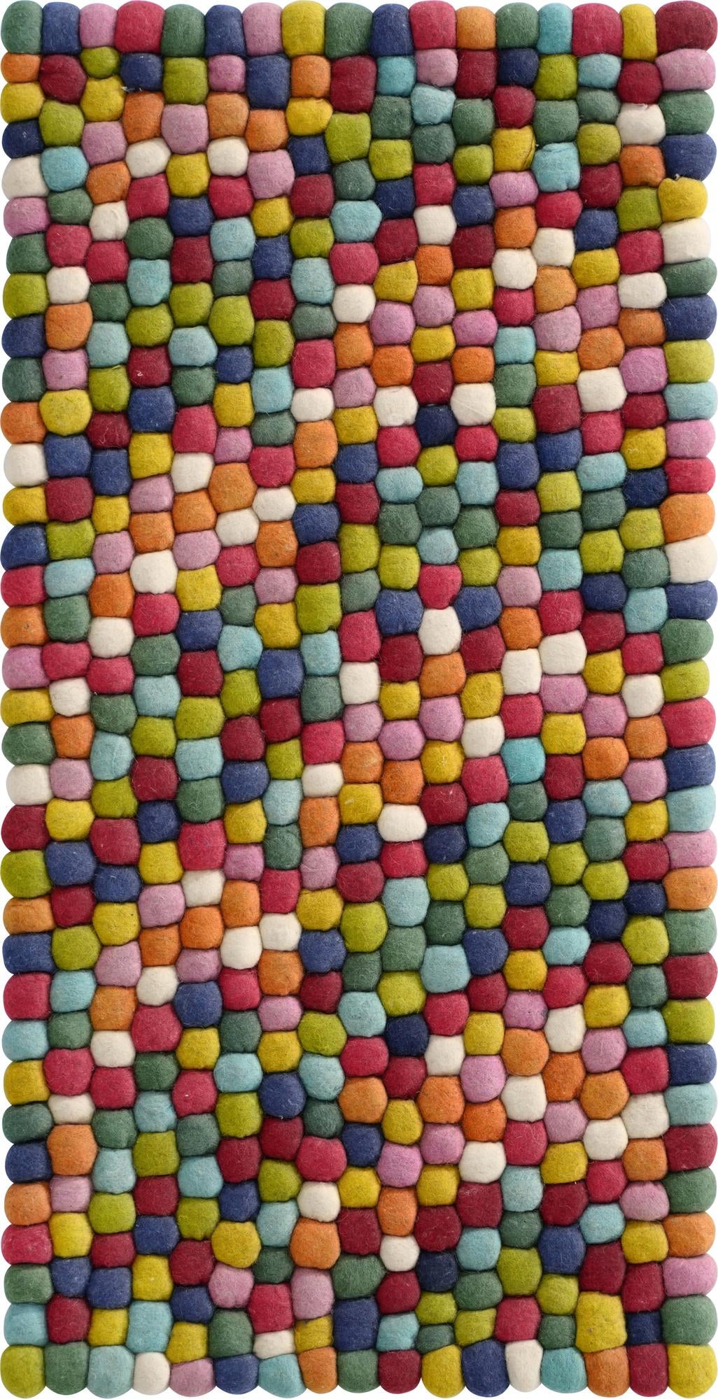 2' x 4' 1 Felt Ball Wool Runner Rug