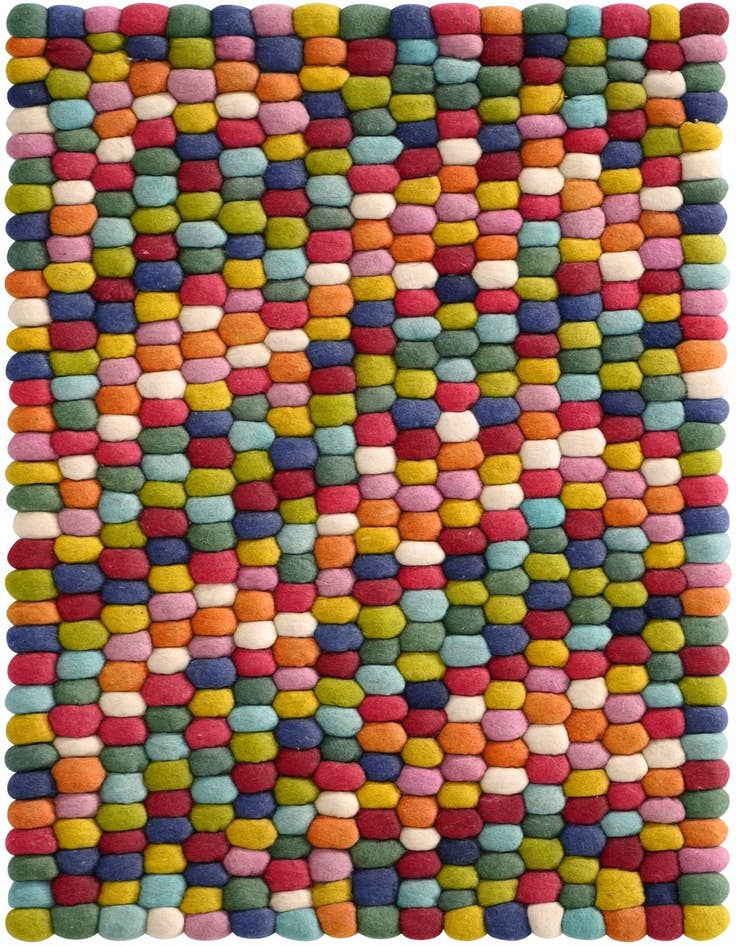 Detail image of 2' x 4' 1 Felt Ball Wool Runner Rug