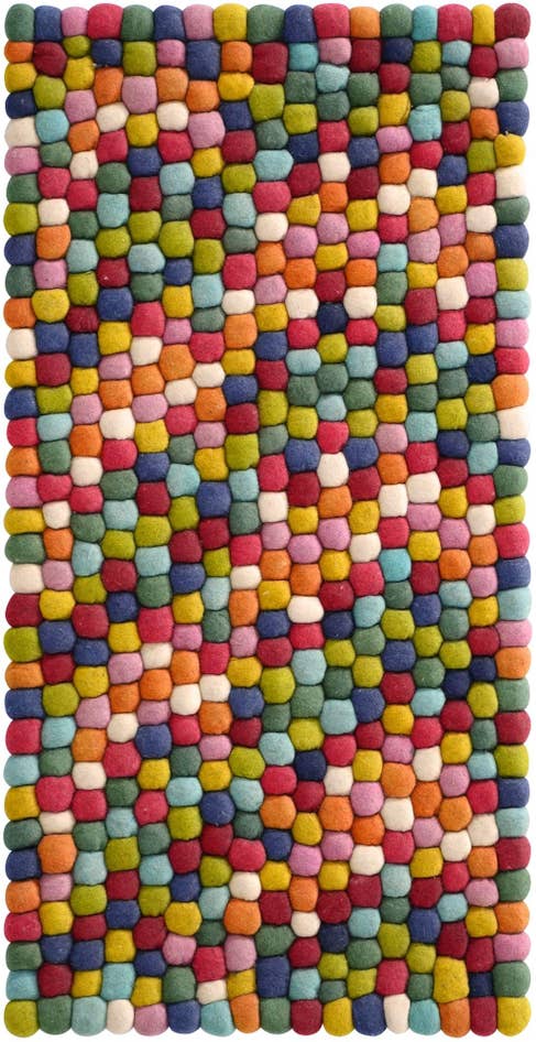 Detail image of 2' x 4' 1 Felt Ball Wool Runner Rug