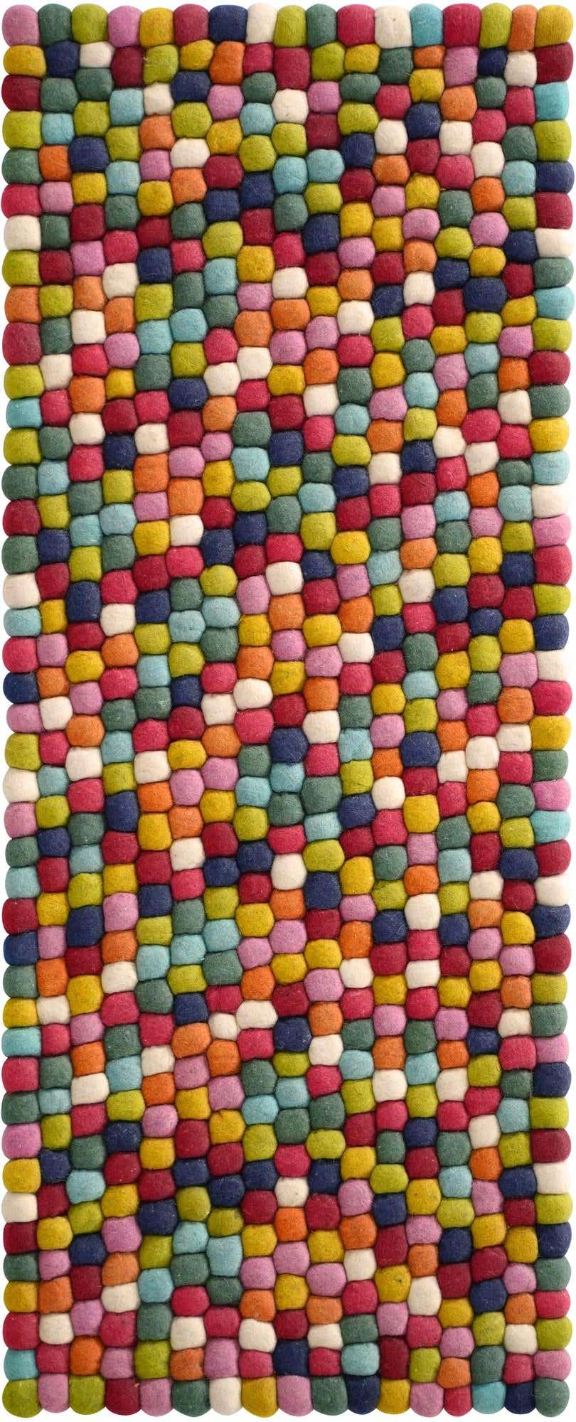 2' x 5' 3 Felt Ball Wool Runner Rug