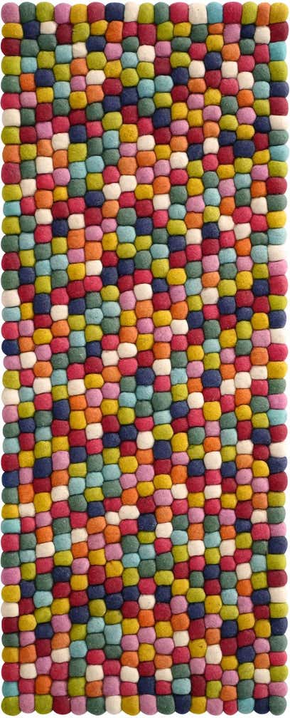 2' x 5' 3 Felt Ball Wool Runner Rug