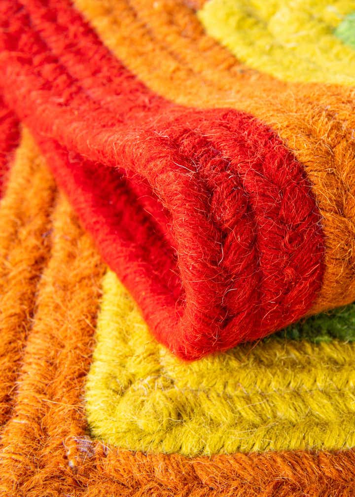 2' x 6' 1 Handmade Hand Braided Rainbow Wool Runner Rug