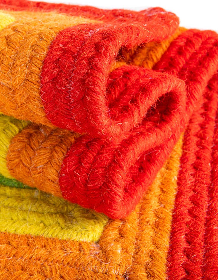 Detail image of 2' x 6' 1  Hand Hand Braided Rainbow Wool Runner Rug