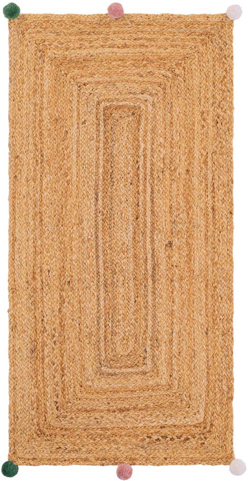 Detail image of 2' x 4' 1 Hand Braided Kids Braided Jute Runner Rug